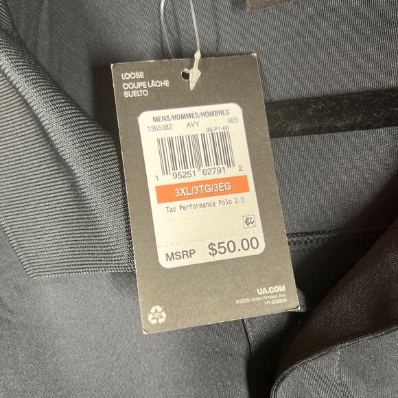 Under Armour Tac Performance Polo 2.0 Mens 3XL Dark Navy Blue Work No Logos New - Picture 4 of 9